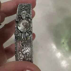Vintage | Jewelry | Vintage Victorian Silver Bracelet With  Vintage Victorian Silver Bracelet with Crystal Accents main image 0